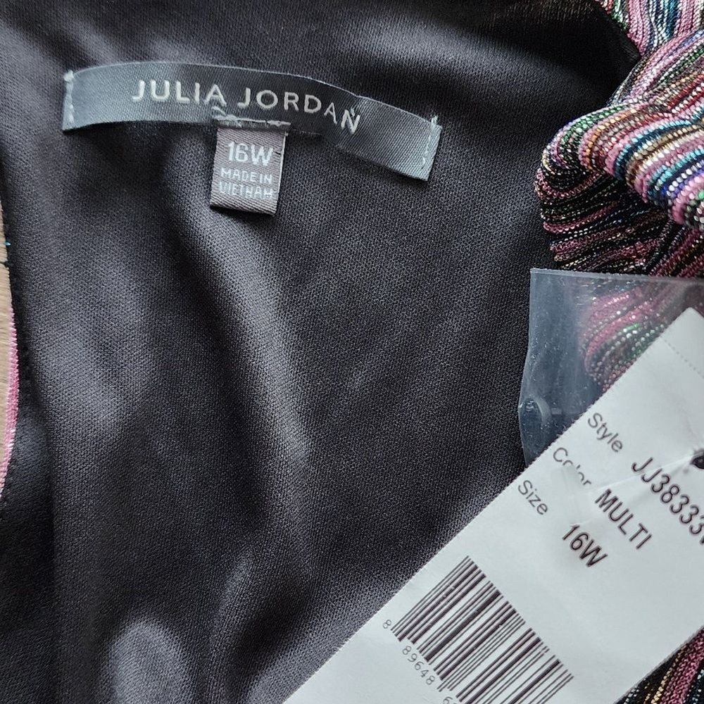 Julia Jordan Multi Color Metallic Sunburst Pleated Twist Front Dress JJ38333 - Picture 4 of 8